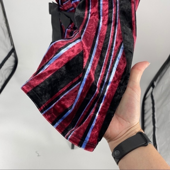 NY Collection Stripe Velvet Asymmetrical Dress - Picture 11 of 13